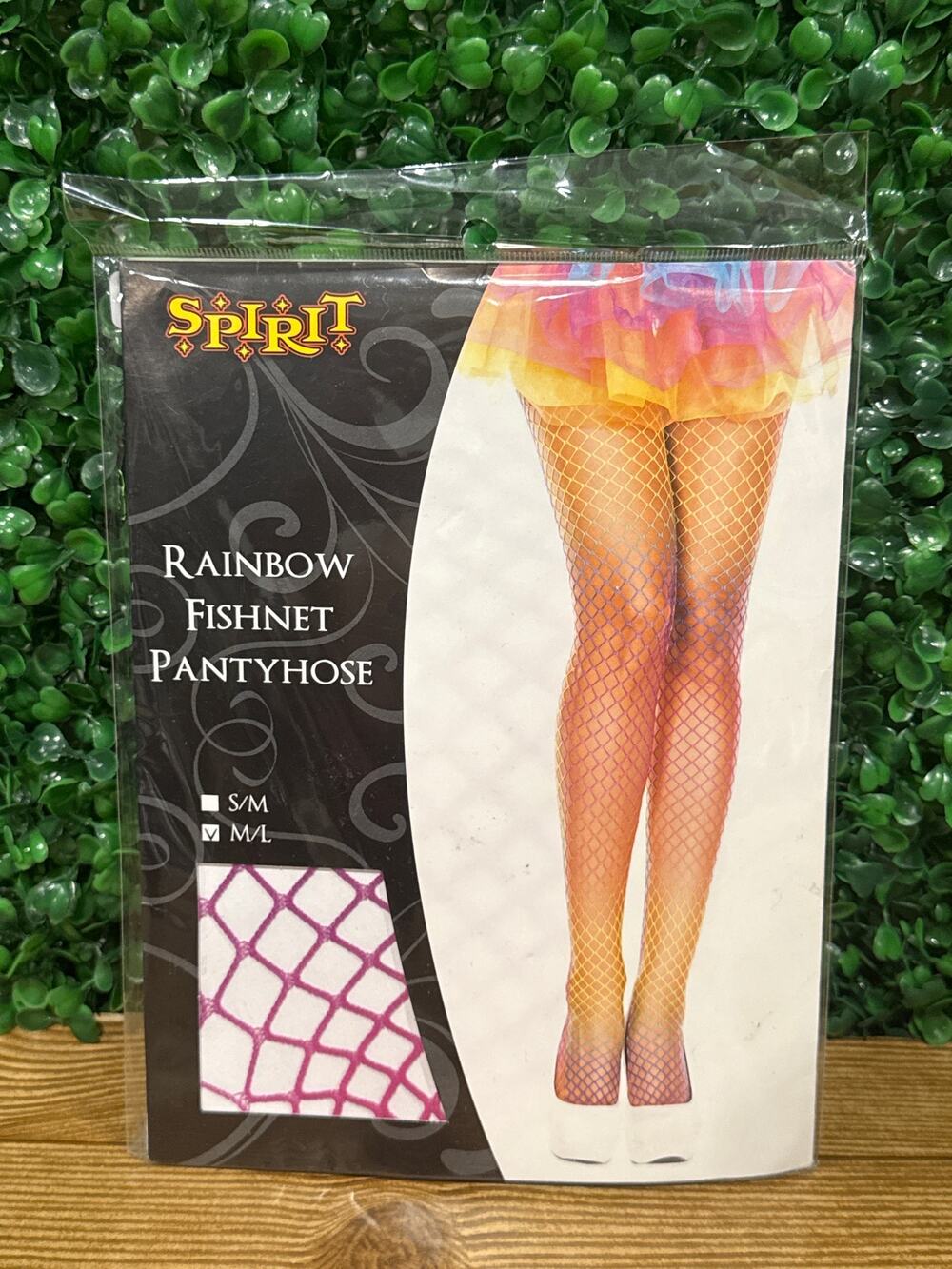 New Spirit Halloween Rainbow Fishnet Pantyhose Womens Medium Large Cosplay Dress